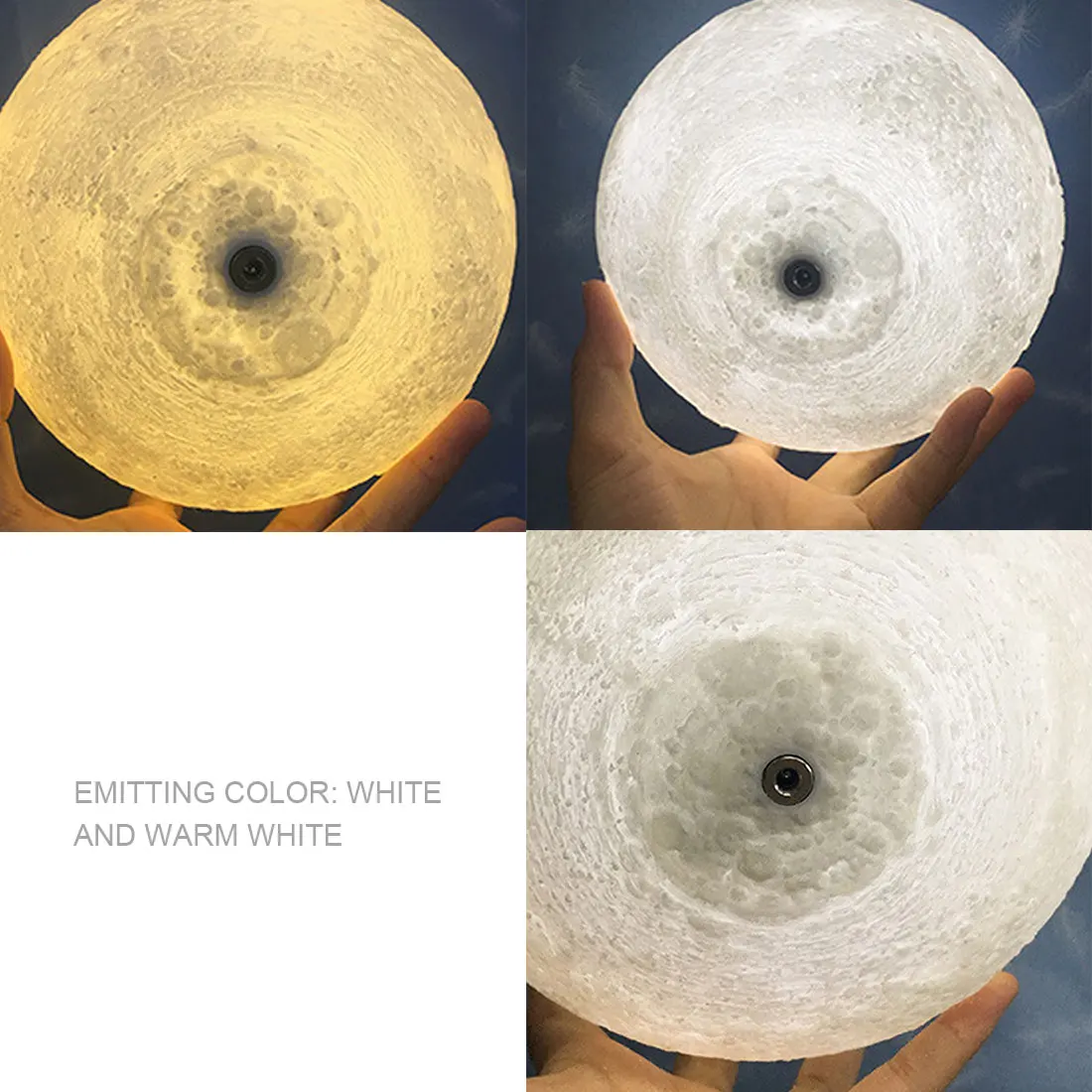 3D лунный светильник Печатный Ночной сенсорный светодиодный шар с деревянной