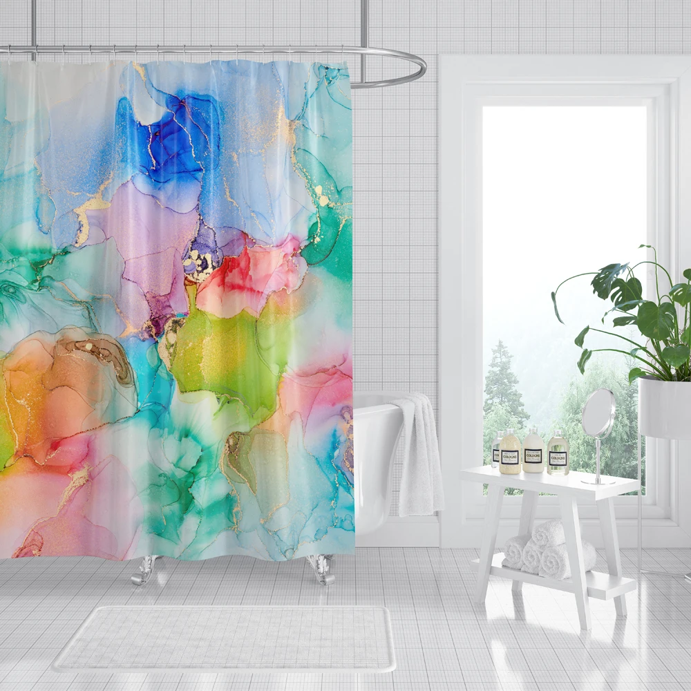colorful marble shower curtain psychedelic marble decor waterproof bathroom curtain hang curtain bathroom accessoriesdecoration free global shipping