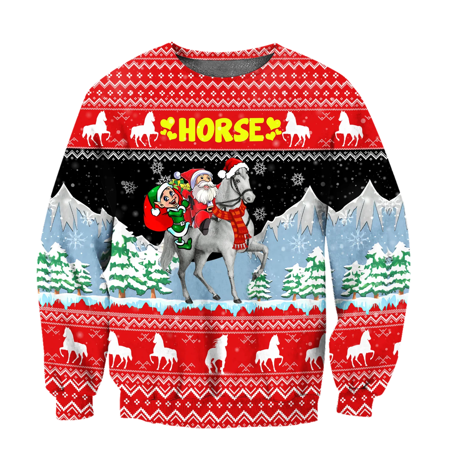 Модные Рождественские толстовки с 3D-принтом лошадей Счастливого Рождества