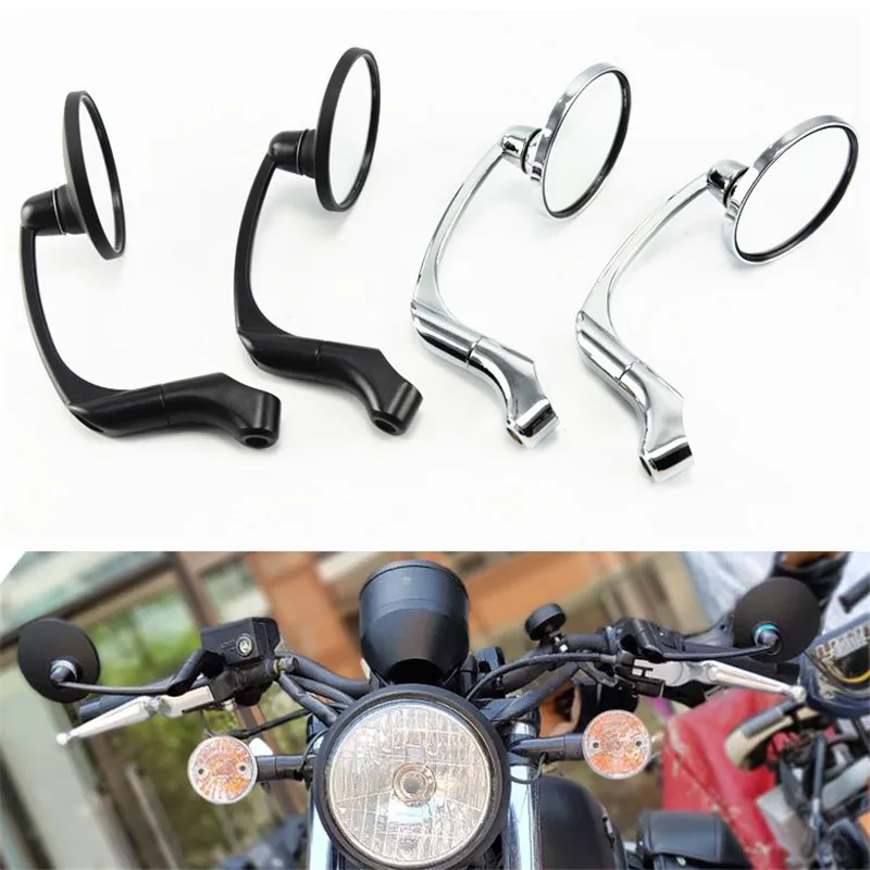 Круглый хромированный серебристый moto зеркала заднего вида для harley chopper cruise softail sportster Кафе racer moto rcycle зеркало заднего вида