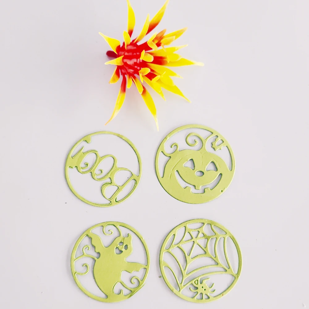 

Halloween 4 kinds of circular drawing metal cutting mould new paper jam handicraft photo album embossing die DIY knife die cutti