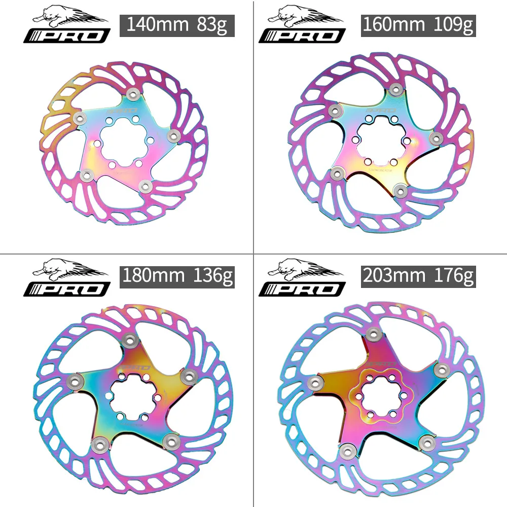 

IIIPRO Bicycle Electroplate Color Stainless Steel Brake Rotor Floating Disc For MTB Bike 140/160/180/203mm 6 Bolts