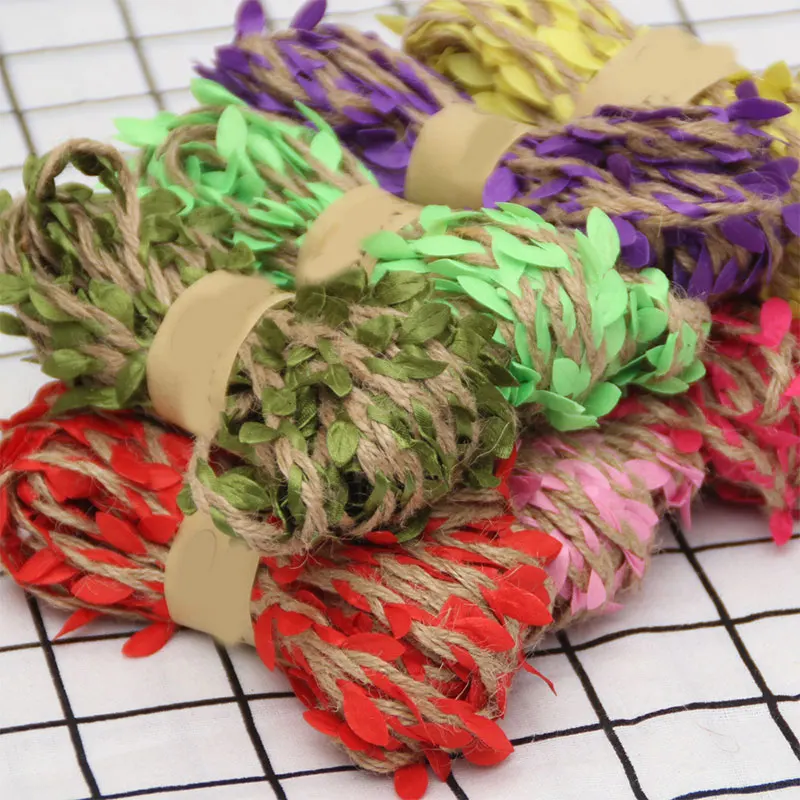 5 м красочные искусственные листья плетение конопли джутовая веревка для дома