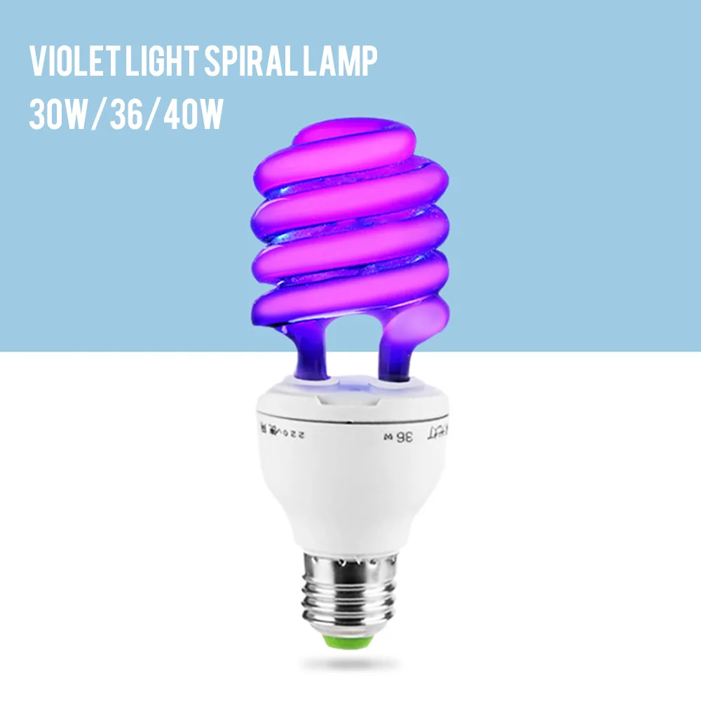 

Ultraviolet UV Lamp 30W 36 40W BLB Black Light Blue Bulb Fluorescent Detection Lamp E27 220V Spiral Energy Saving Light Lamp