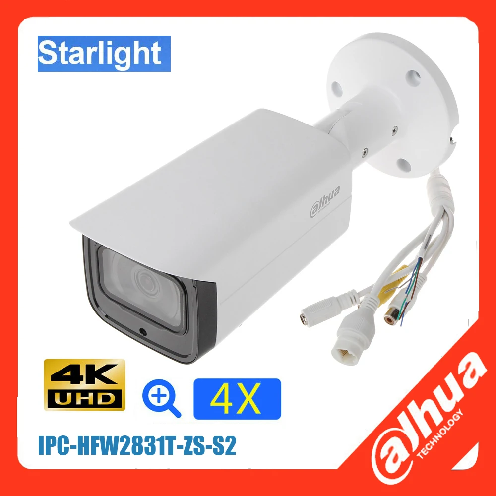 

Мультиязыковая лампа Dahua DH-IPC-IPC-HFW2831T-ZAS 8MP 4X ZOOM POE H.265 IP67 IR 30M IVS Starlight камера с поддержкой обновления прошивки