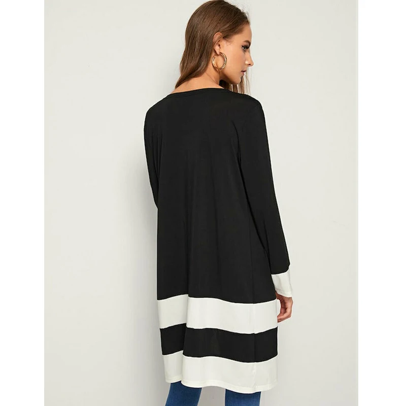 Women Ladies Waterfall Cardigan OL Office Trench Long Coat Duster Open Slim Patchwork Color Casual Streetwear | Женская одежда