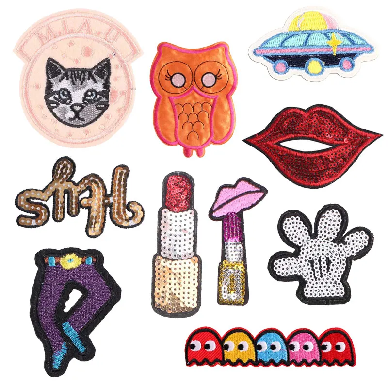 

Sexy Lips Patches Stickers Iron on Clothes Heat Transfer Applique Embroidered Applications Cloth Fabric Sequin Patch transfers