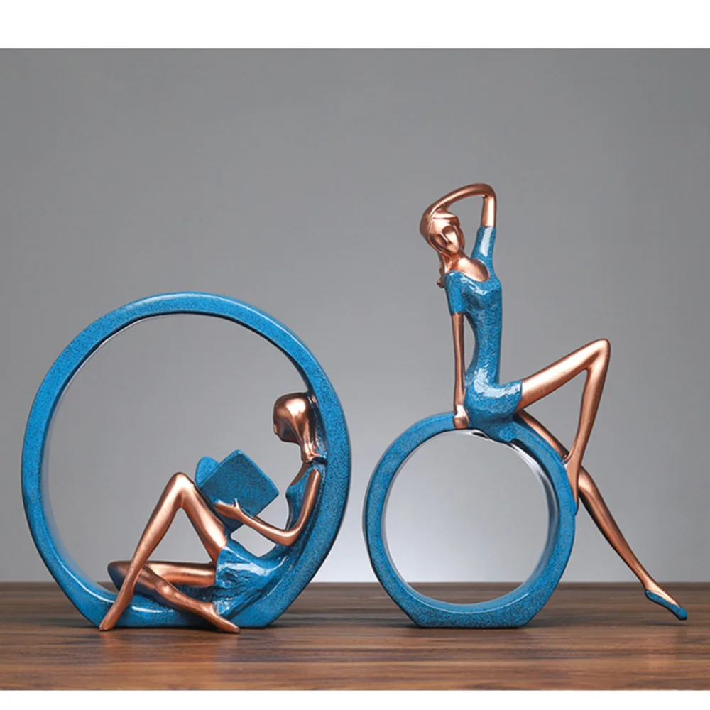 

1pc Reading Girl Statue Beautiful Resin Statues Living Room Home Decor Ornament