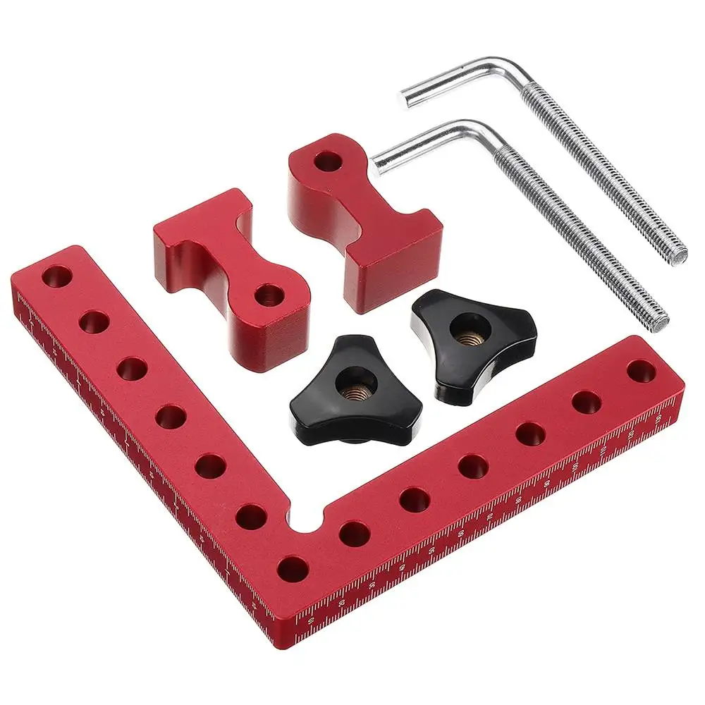 

Woodworking Adjustable Corner Clamping Ruler Aluminium Alloy Right Angle Clamps L-Shaped Auxiliary Fixture Positioner Clips