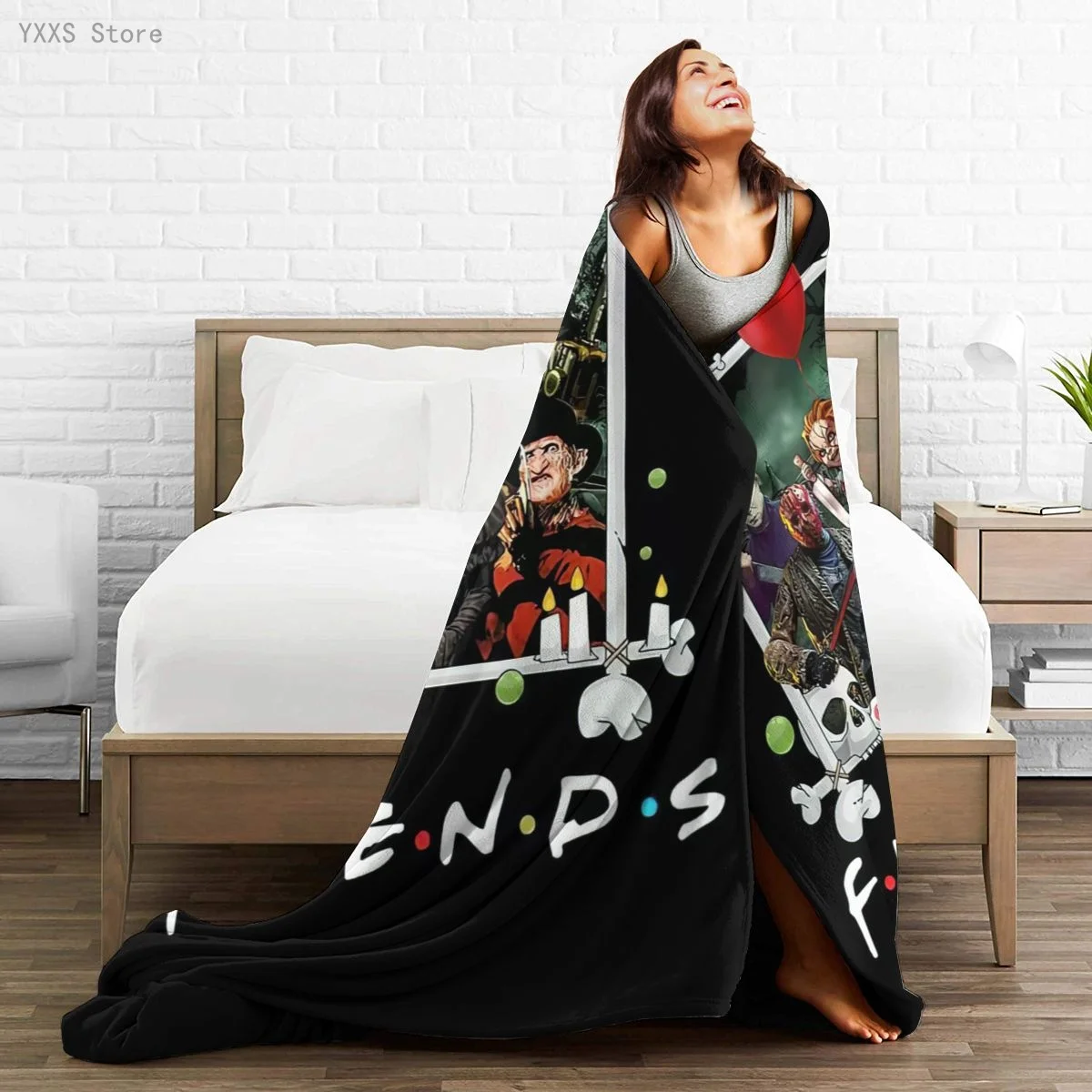 

Friend 3D Cartoon Sherpa Blanket Warm Super Soft Flannel Children Adult Bedspread Sofa Bedding Plush Quilt Plaid