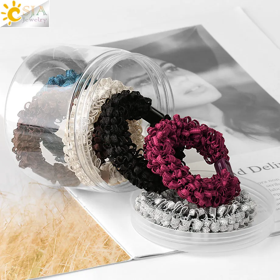 CSJA 6 шт. корейский стиль кольцо для волос высокие эластичные резинки кружевная