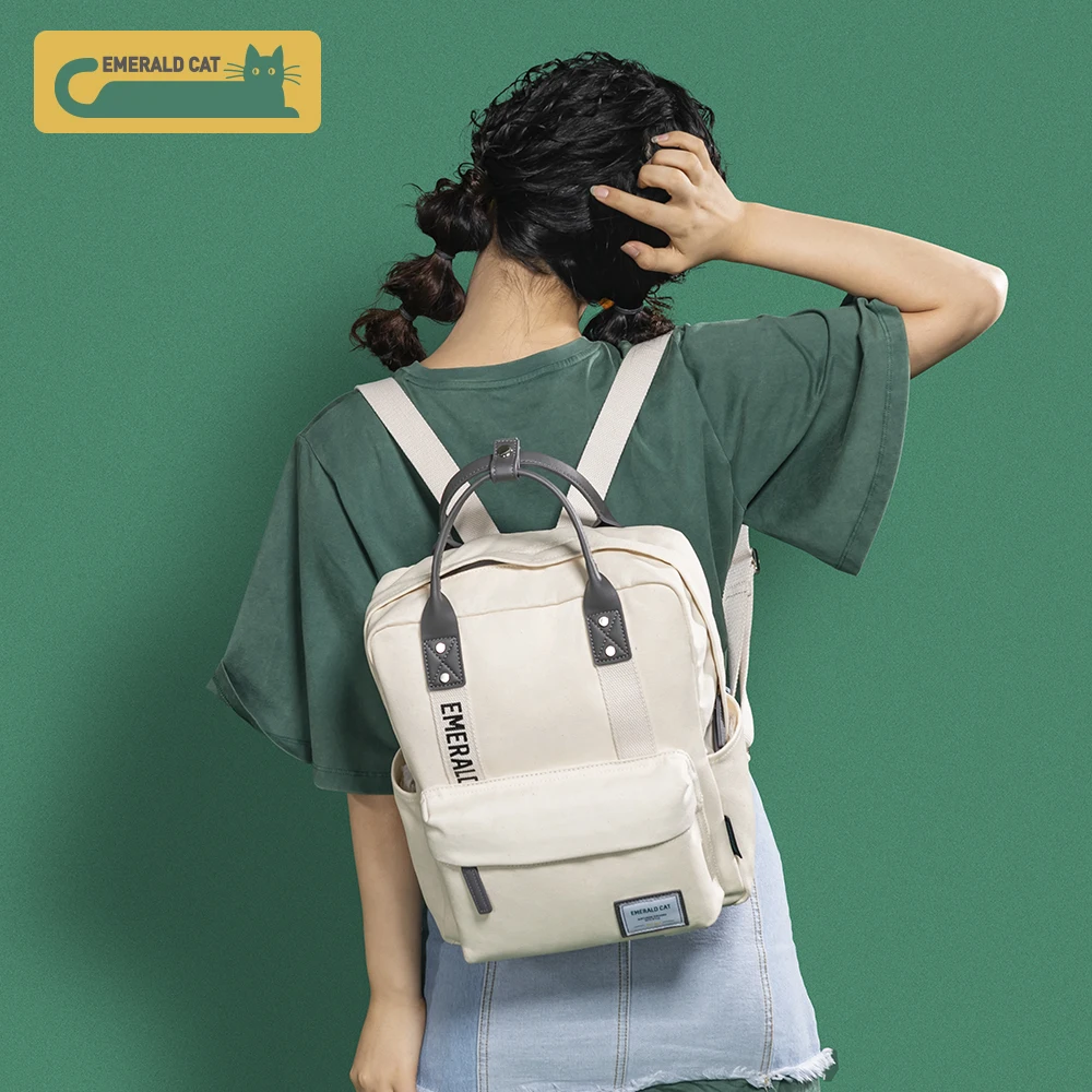 2019 Изумрудный Кот женские холщовые рюкзаки школьная сумка дорожная через плечо |