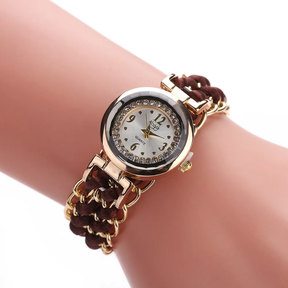 

Women Watch Knitting Rope Chain Winding Analog Quartz Movement Wrist Watch Rhinestone Watch Ladies Quartz Wrist Watch Bracelet