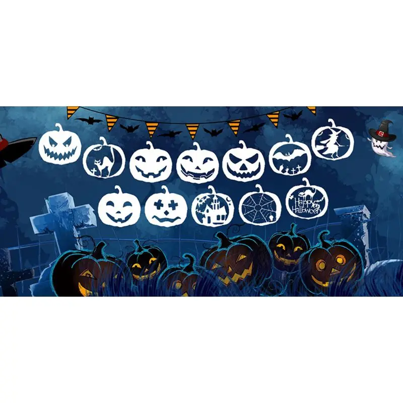 

12 Pieces Halloween pumpkin Stencil Set Plastic Drawing Templates 1XCE