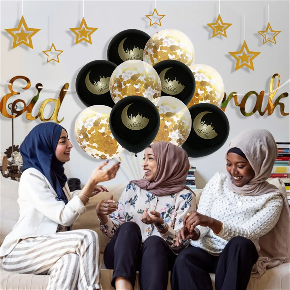 

Ramadan Decorations Eid Mubarak Sequin Balloons Set For Home Party Muslim EID Air Ball Ramadan Festival Wedding Decor Supplies