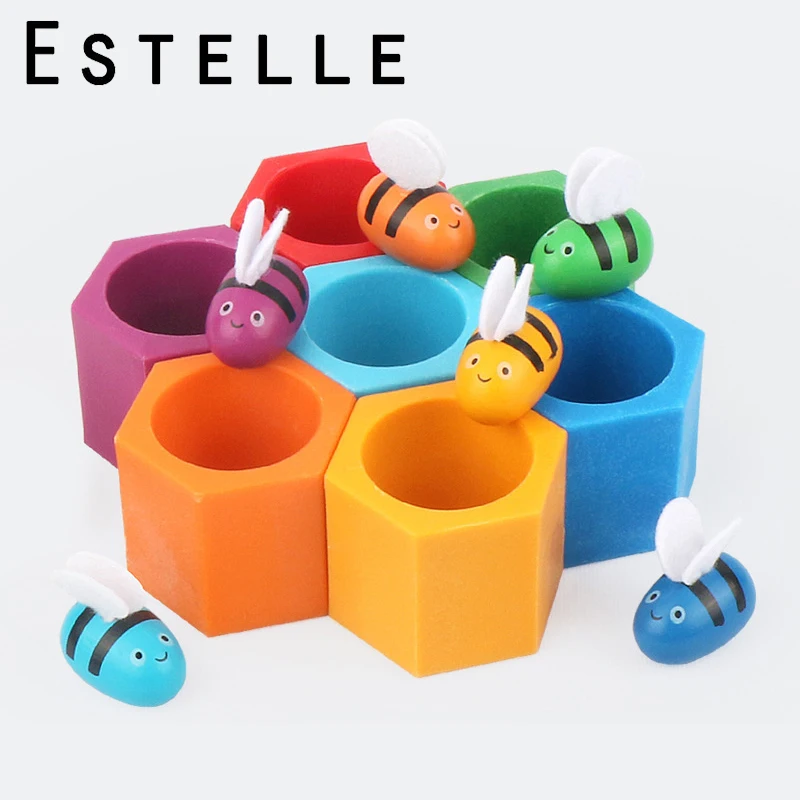 Деревянный Цветной улей клип пчела игра Дети Раннее Образование игрушки Дерево