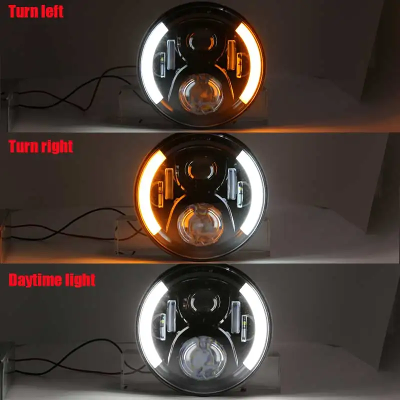 Круглый светодиодный головной фонарь для мотоцикла 7 дюймов с поворотным