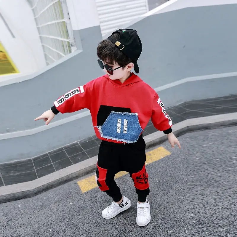 Комплект из 2 предметов спортивный костюм осенне-зимний свитер с капюшоном для