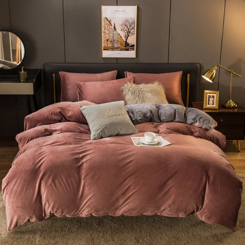 

Flannel Qulit Cover on the Bed Gray Color Duvet Cover for Kids Queen King Size 150 for Winter (no pillowcase)