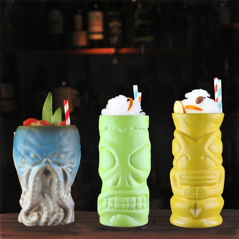 

Maher Porcelain Tiki mugs mask beer mug cups vodka Cocktail coffee Wine bar utensils tumbler crafted barware personalized gifts