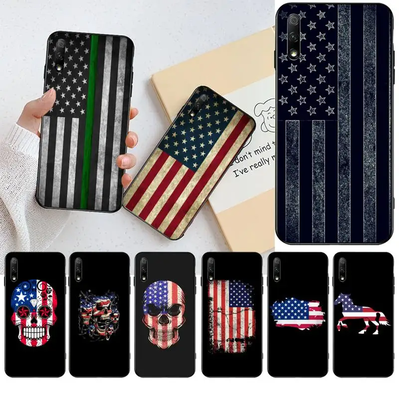 

KPUSAGRT America USA Flag Soft black Phone Case for Huawei Honor 30 20 10 9 8 8x 8c v30 Lite view pro