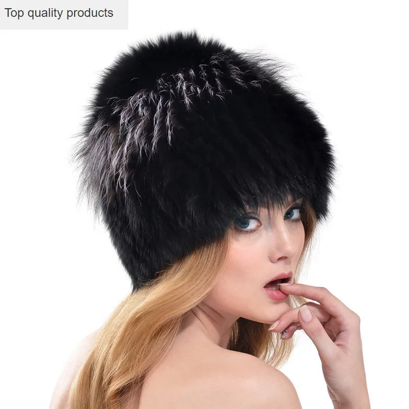 2020 новая осенняя и зимняя женская вязаная шапка из лисьего меха Толстая теплая