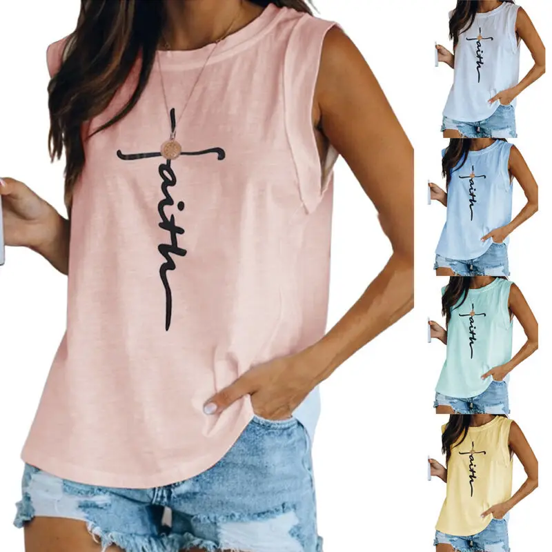 

Women Sleeveless Vest Loose Solid Gym Tank Top Casual Shirt Tee Soft Activewear