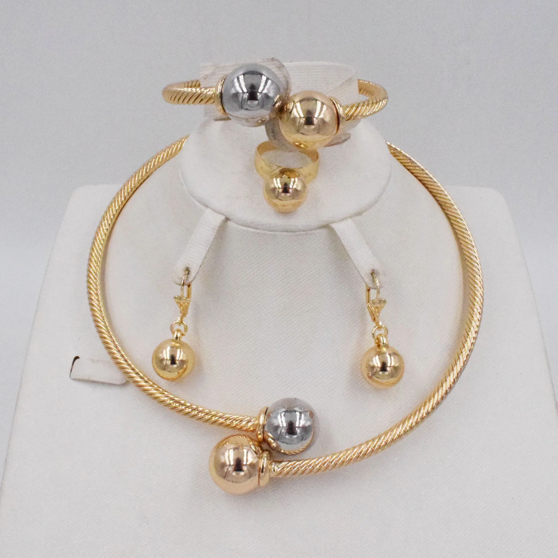 Новый дизайн высокое качество Дубай золото два цвета набор украшений для женщин