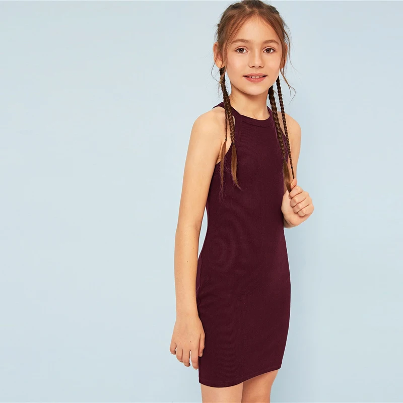 SHEIN Kiddie/красное платье в горошек с рюшами и открытыми плечами для девочек г. летнее расклешенное платье до колена с короткими рукавами для отдыха в стиле бохо