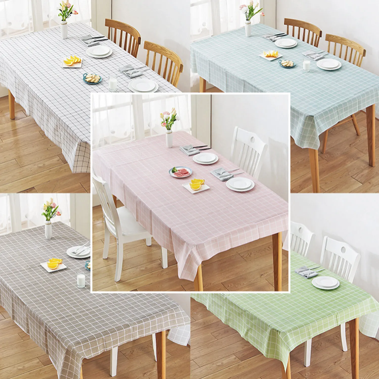 Пластиковая скатерть маслостойкая Водонепроницаемая прямоугольная клетчатая