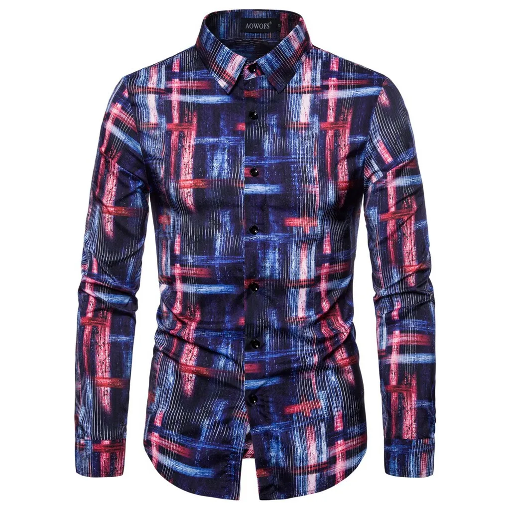 

Bule Pattern Men Shirt Casual 3D Printed Shirts Colorful Slim Long Sleeves Blouse Tops Cotton Polyester Cotton Polyester Camisas