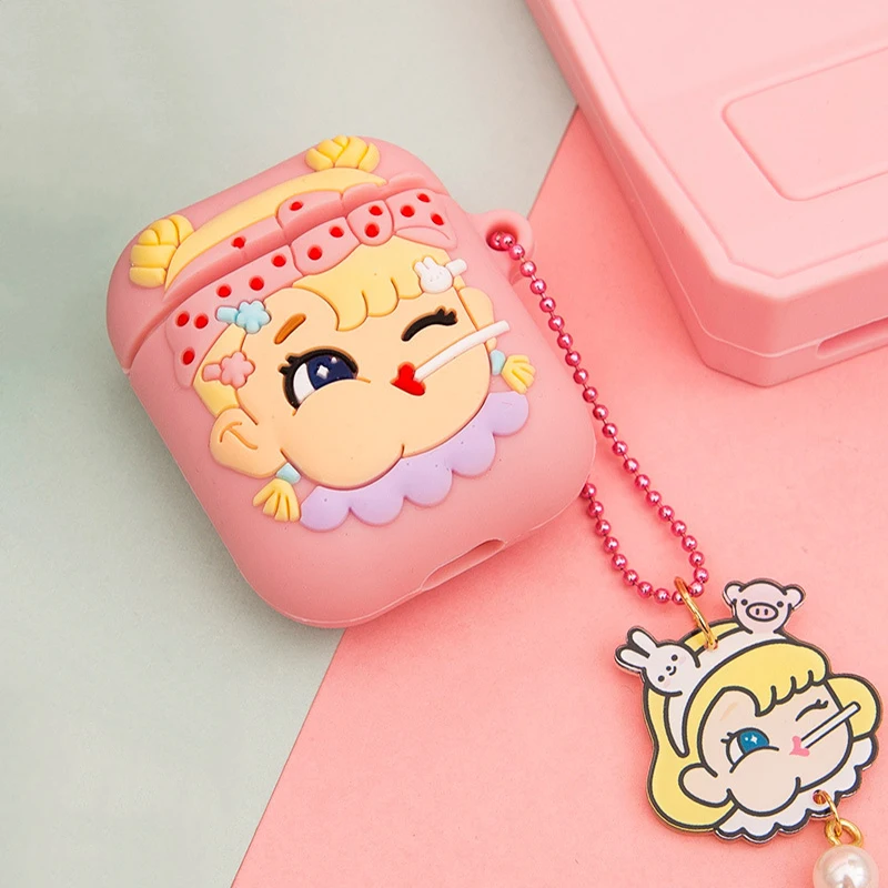Новый мультфильм силиконовый наушник чехол для Apple AirPods 2 милый Kawaii розовый