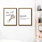 Парикмахерская Картина на холсте с изображением чтения парикмахерской подарок постер с золотыми ножницами для салона красоты Настенная картина декор для спа