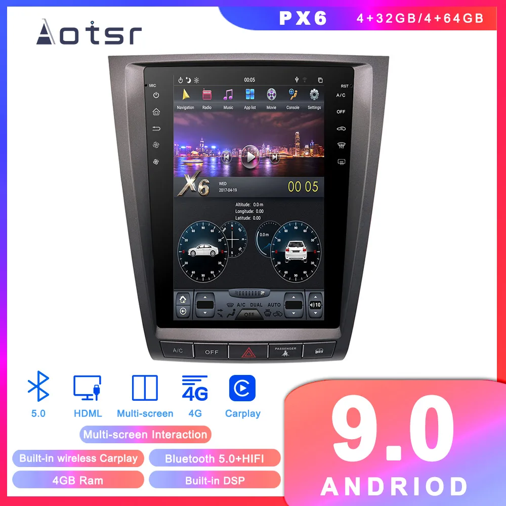 Автомобильный DVD плеер Tesla Android 9 GPS навигация для Lexus GS300 GS460 GS450 GS350 GS400