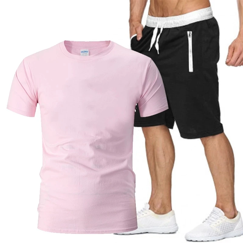 

Summer jogger men's T-shirt short-sleeve suit casual sportswear suit sports shorts breathable 2-piece set cotton suit 2021 new