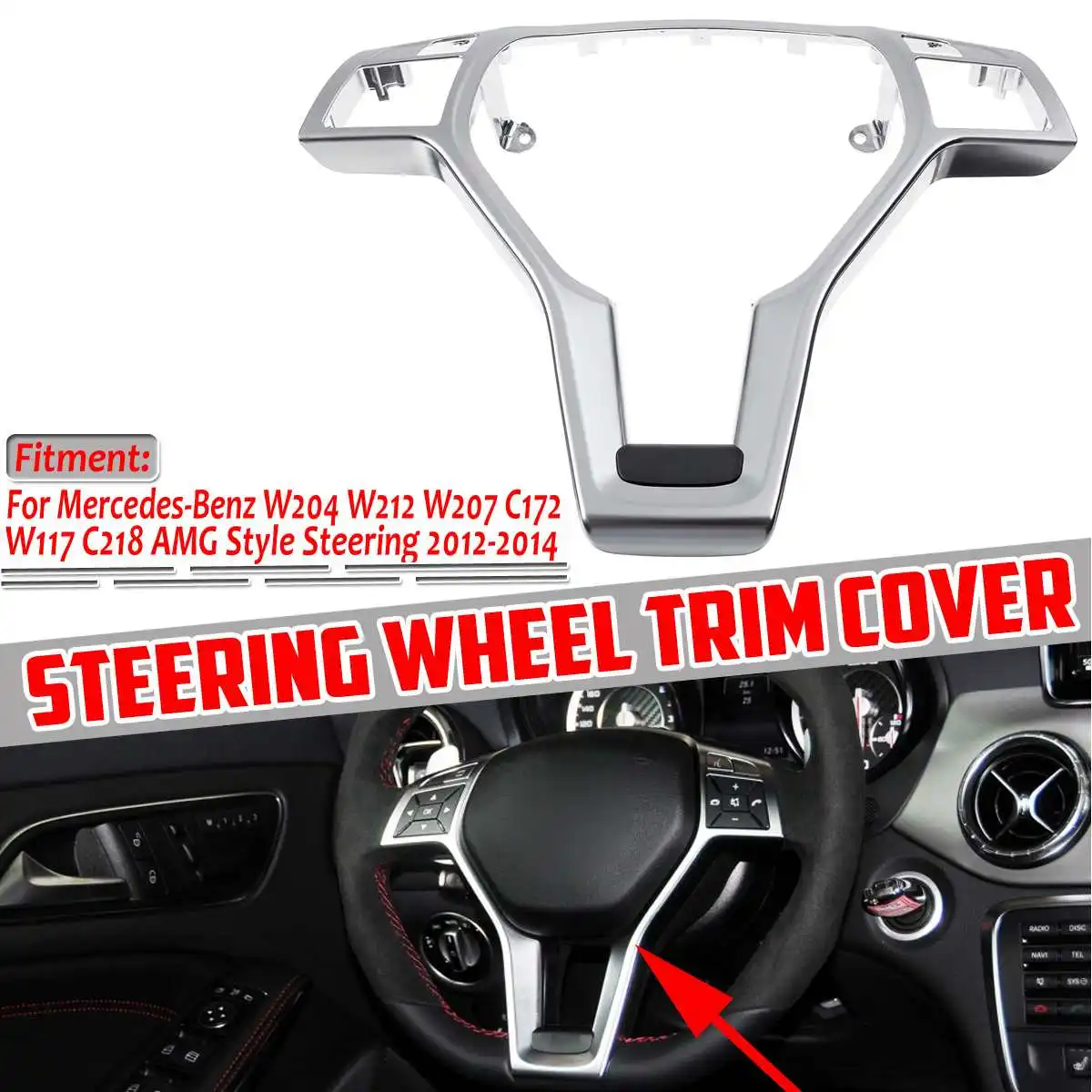 New Car Steering Wheel Frame Trim Cover For Mercedes For Benz C E CLA CLASS W204 W212 W117 C172 C218 2012-2014 For AMG Style