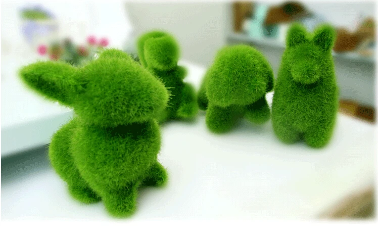 Rustic Artificial Fresh Moss Balls Decorative Green Plant Home Party Decoration Simulation Pot Rabbit Pattern | Дом и сад