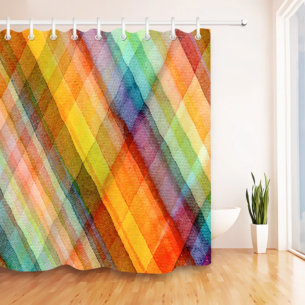 

Mosaic Marble Pattern Bath Curtain Waterproof Shower Curtains Geometric Bath Screen Color Graffiti Printed Curtain for Bathroom