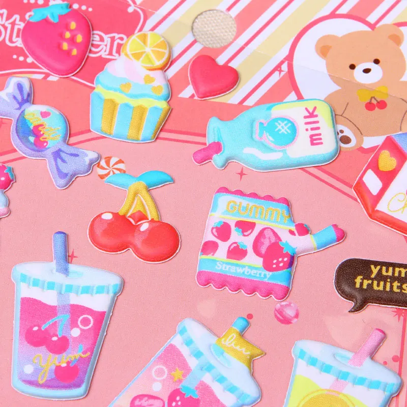 Pegatinas 3D de dulces y dulces para ni&ntilde;os y ni&ntilde;as, pegatinas de juguete hinchadas para &aacute;lbum de recortes, pegatinas para diario, Kawaii, regalo-1