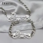 Ожерелье и браслет DOREMI из нержавеющей стали 316L с именем на заказ, ювелирные изделия, набор с именем на заказ с короной и сердцем, рождественский подарок