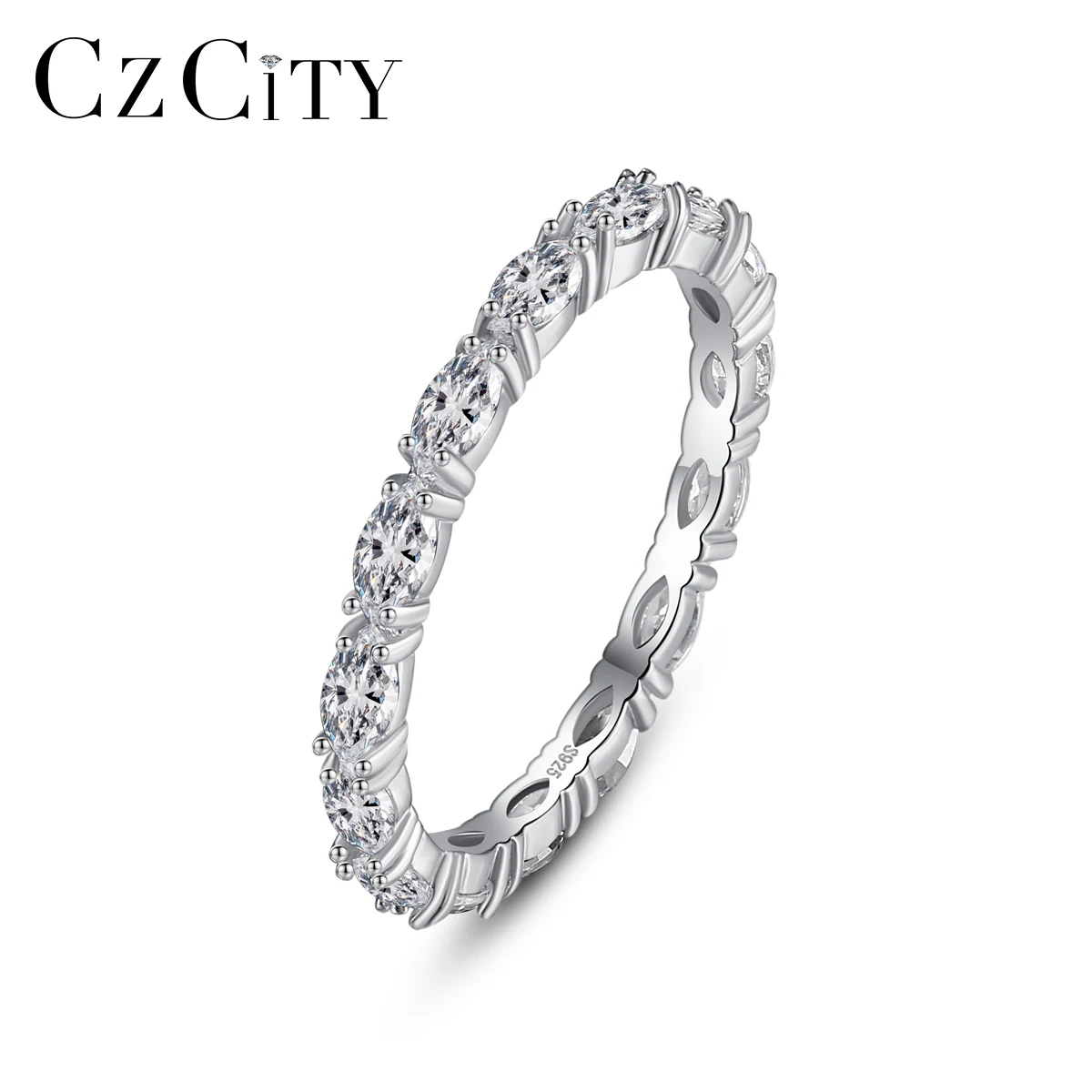 CZCITY новый 925 стерлингового серебра Обручение перстни Для женщин свадебная