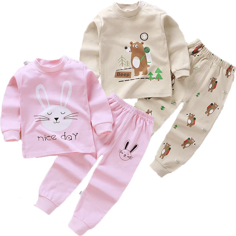 

Two-piece children's underwear set cotton pajamas autumn and winter baby long-sleeved trousers male baby clothes female baby