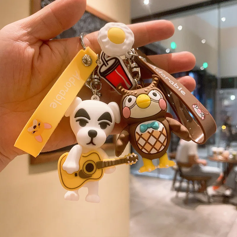

Cartoon Animal Crossing Keychain Cute Silicone Doll Couple's Charm Nintendo Switch Game Key Ring Car Accessories Pendant Gift