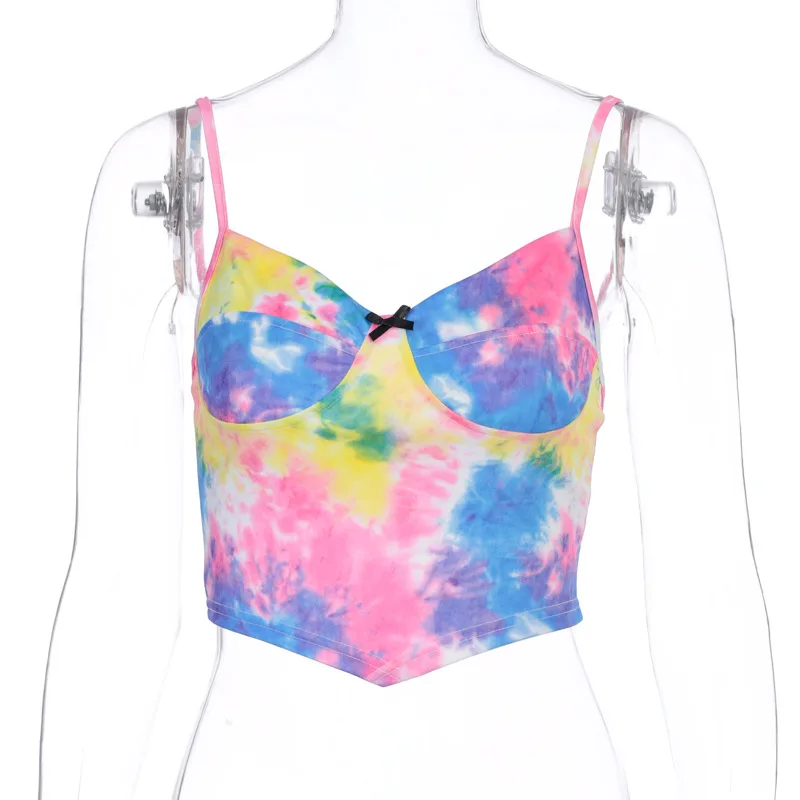 

Hot sales fashion print breast sling women's summer new women's V collar back short vest wholesale T041992A