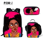 Черная королевская афроамериканская школьная сумка FORUDESIGNS с принтом для девочек-подростков, детские школьные сумки
