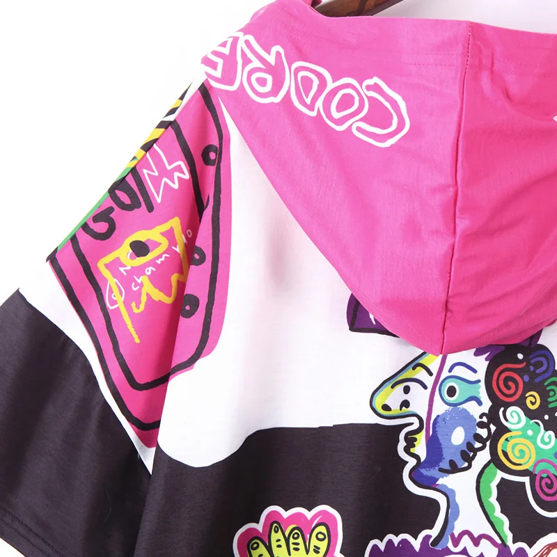 2021 летнее женское свободное Забавное платье с капюшоном и мультяшным