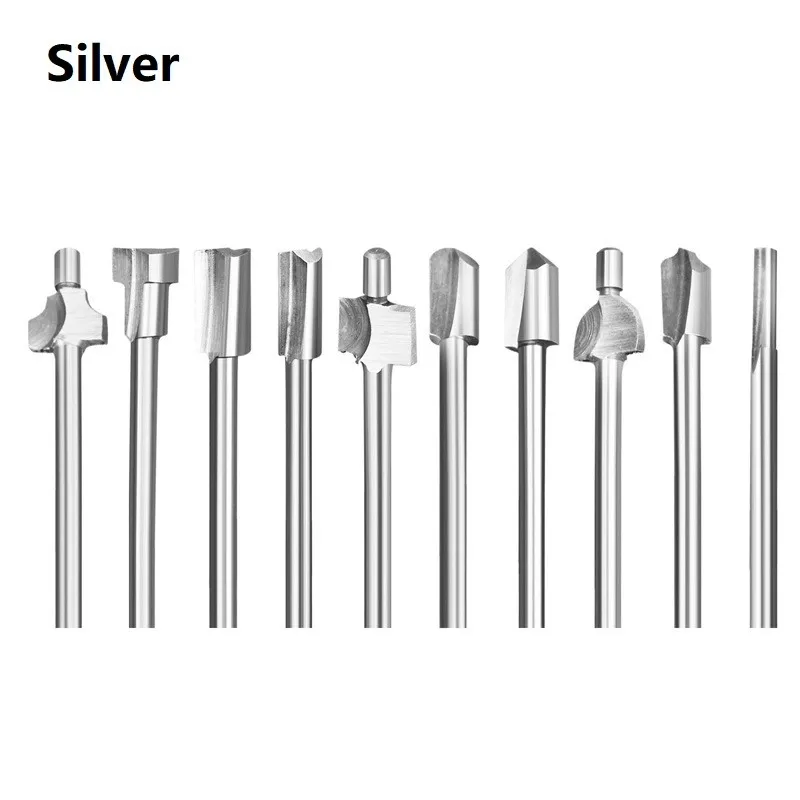 

10pcs HSS Wood Router Bits Milling Cutter Rotary Tool Set Shank Carpentry 3mm Shank Dremel Accessory Carpenter Rotary Tools