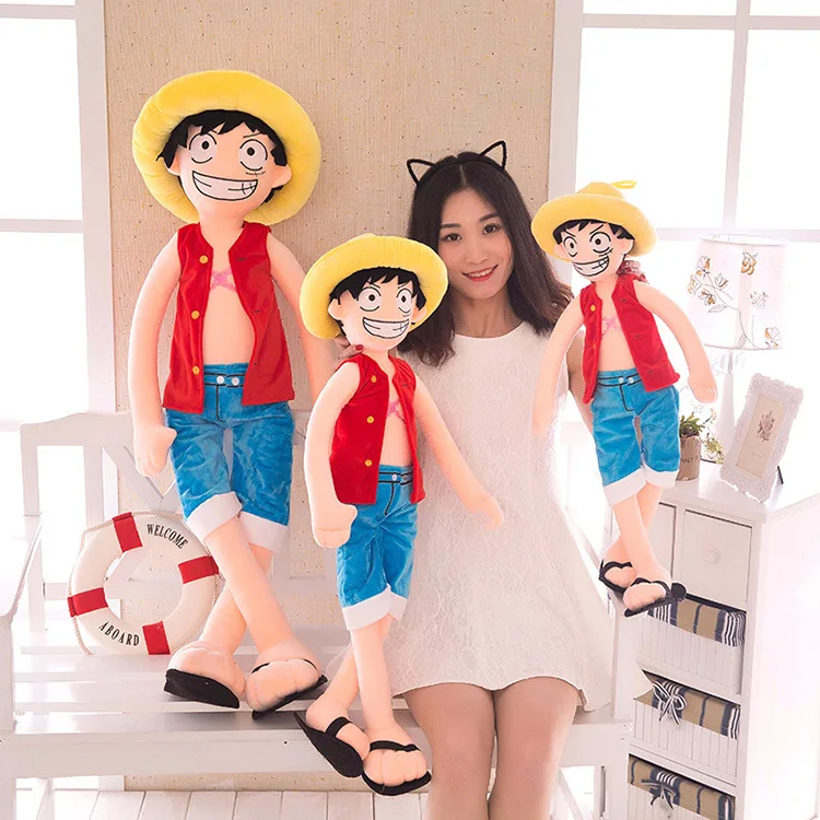 

[Funny] Large size 85cm ONE PIECE Luffy Plush Suffed Toy Doll Child's friend soft cotton Luffy model Hold pillow kids/baby gift