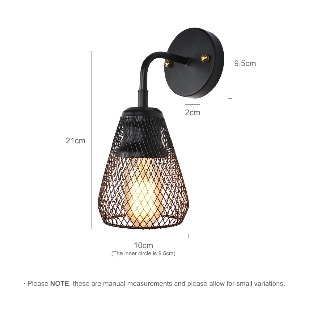 

American Industrial Wall Lights Wind Net Shade Living Room Bedroom Retro Wall Lamps Wrought Iron Restaurant LED Light Fixtures