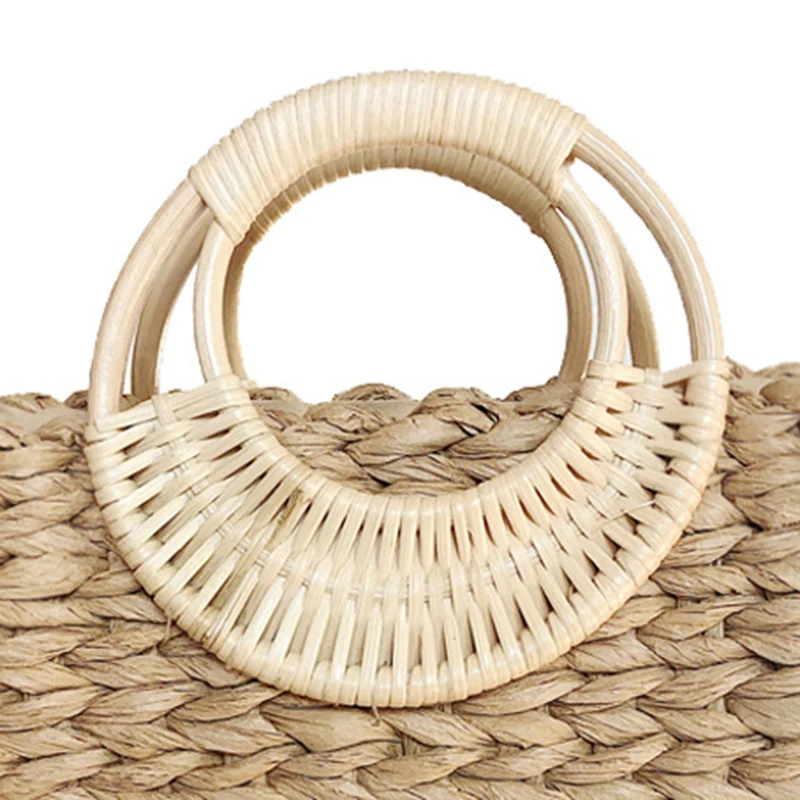 

Women Half Moon Straw Handbag Female Summer Beach Bag Handmade Beach Handbags Knitted Hand Bags Bali Bohemian Bolsas